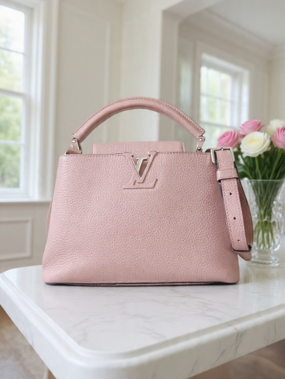 Louis Vuitton Capucines BB Magnolia Pink Taurillon Leather Silver HW 💕 EUC